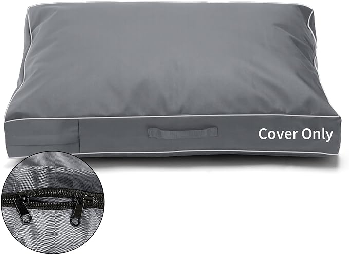 COSHNIBI Dog Bed Covers Replacement Washable,Waterproof Dog Bed Cover with Zip and Carry Handle for Dog/Cat 44''Lx32''Wx4''H-Grey