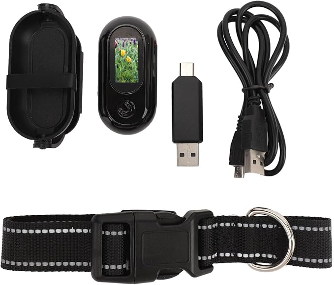 Cat Camera Collar, Pet Collar Camera with Memory Card, HD 1080P Wire Less Dog Tracker Camera Adjustable Mini Action Camera for Video Records (64GB)