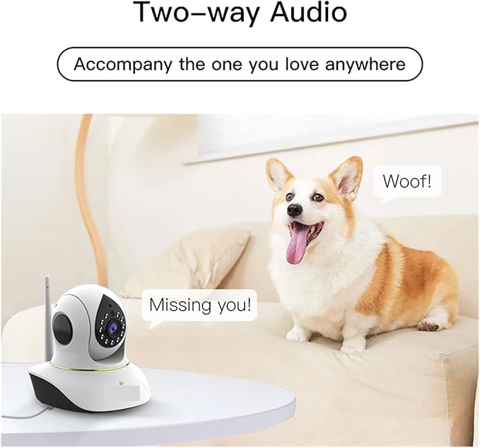 1080P WiFi Camera Indoor IP Camera Pet Monitor 360° PTZ Home Security Surveillance Motion Detection(U/S,Camera No Card)