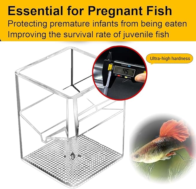 Fish Breeding Tank,Breeder Box for Fish Tank,Isolation Breeding Box with Layered Design,Adsorption and Suspension,Yellow