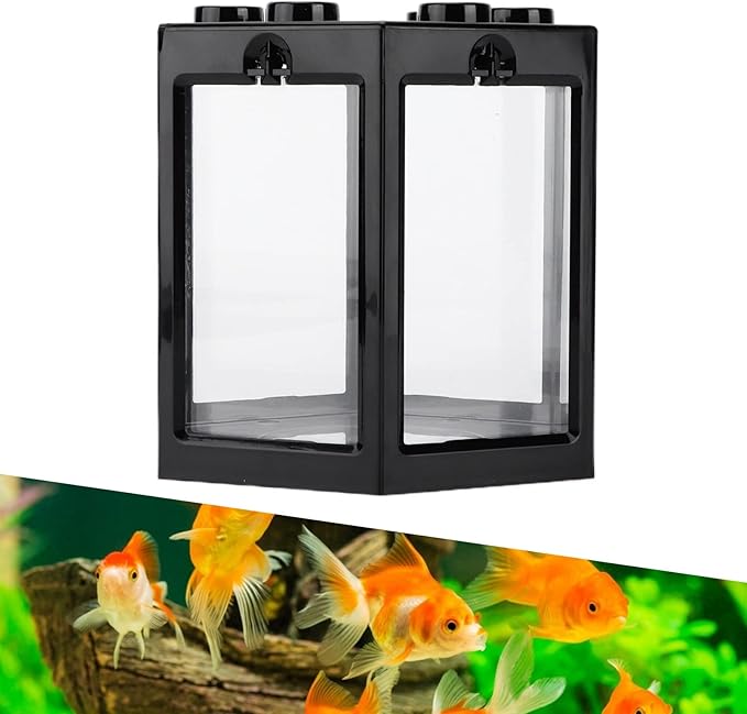 Small Fish Tank, 12x10. 5x11cm Hex Shape Superimposable Goldfish Tank Mini Fish Tank Small Aquarium Kit with Rounded Corner Design for Home Office