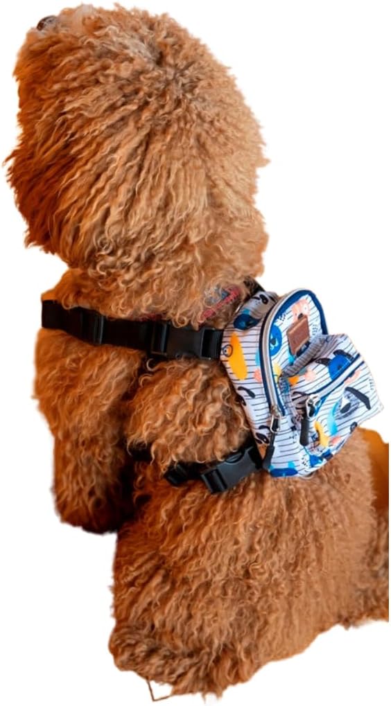 Pawlook Dog Backpack Harness – Street Smart | Waterproof, Adjustable, Breathable – Leash Attachment D-Rings, Poop Bag Pocket – Small & Medium Dogs – 8 Styles Woof Medium