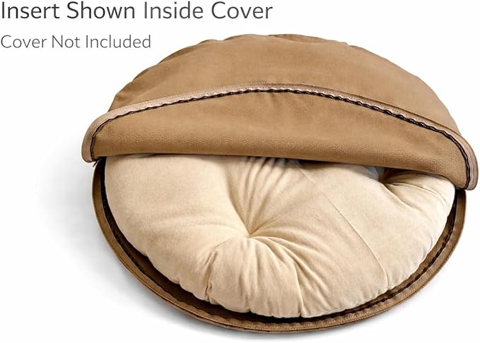 Round Dog Bed Insert Natural – Muslin Cotton Cover with Raw Cotton Filling, Breathable, Plastic-Free, Replacement Cushion (Small 24" x 3")