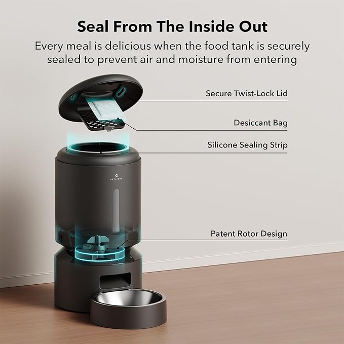 PETLIBRO Automatic Cat Feeder, 5G WiFi Automatic Dog Feeder with Freshness Preservation 5L + 6 Packs Pet Food Desiccant Bag Suitable Model PLAF001, PLAF101, PLAF005, PLAF006, PLAF103, PLAF203