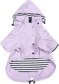 Morezi Dog Zip Up Raincoat with Reflective Buttons, Rain/Water Resistant, Adjustable Drawstring, Removable Hood, Raincoats with Legs 8lbs to 80lbs Available - Purple - S