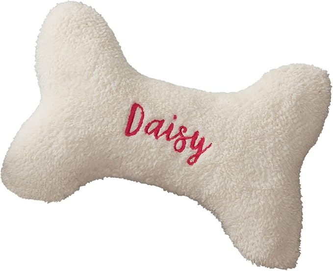 Personalization Universe Personalized Dog Bone Pet Pillow - Soft, Plush Dog Bed Accesory with Custom Name Embroidery, Zipper Closure, Emroidered with Dogs Name - Large