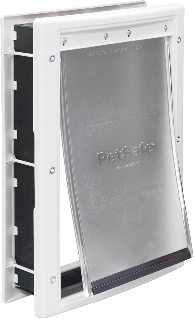 PetSafe Plastic Pet Door - Easy Install for Wood, PVC Metal & Paneled Doors - Rust-Free Plastic Frame - Flap Dimensions 8 1/4" W x 12 1/4" H - for Medium Dogs Weighing Up to 40 lb