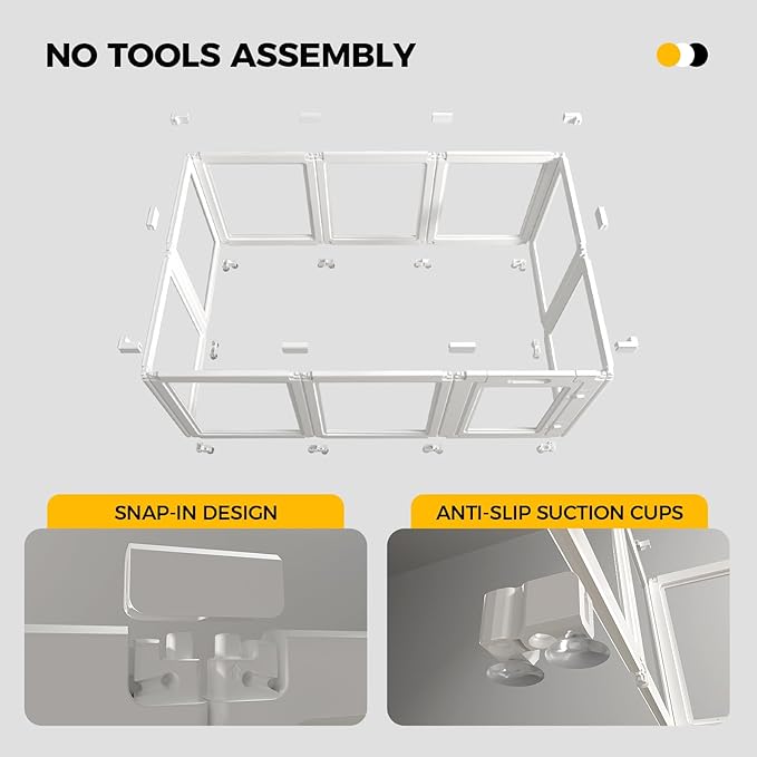 23.6“H 2PCS Extension Kit - Door+Panel, T-Buckles for Compartment, Expandable Clear Dog Play Pen Acrylic Dog Playpen Indoor,for Puppy Cat Bunny Small & Medium Dogs (White, 23.6" H, 2PCS)