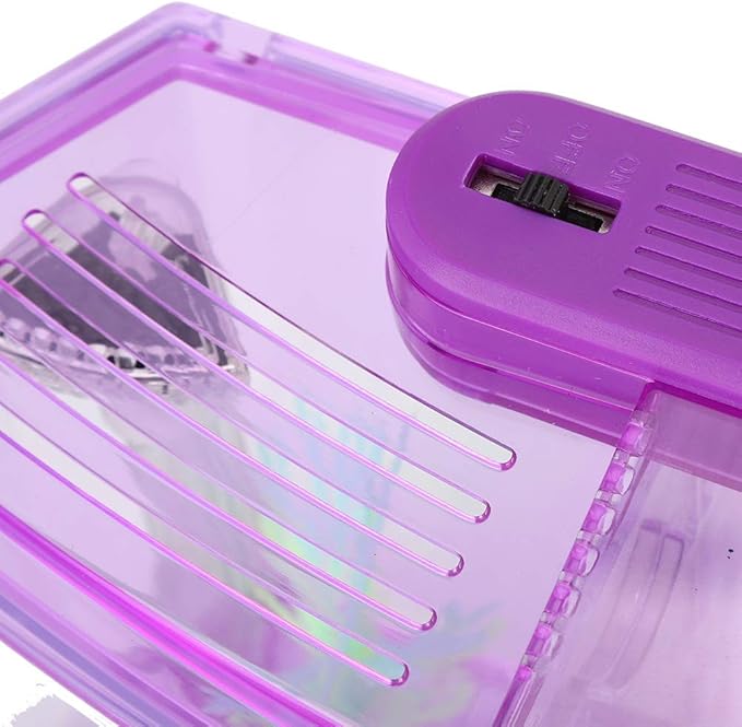 HEEPDD Triple Chamber Fish Breeder Box for Aquarium, Transparent Acrylic Small Fishes Breeding Isolation Box with Six LED Lights and Water Change Valve Breeder for Fish Tank (Purple)