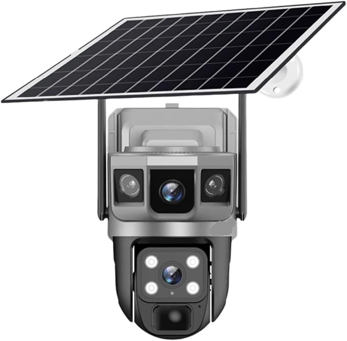 for Outdoor Camera Battery CCTV Monitor 4G SIM Card Network IP Security Pet Camera Motion Detection 3 Screen PTZ Camera(4G CCTV No Card)