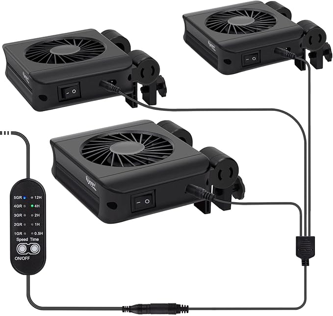 hygger Aquarium Chillers Fan, Quiet Fish Tank Cooling Fan Equipment with Adjustable Speed Controller, Suitable for Freshwater Saltwater Tanks(3-Fan Head)