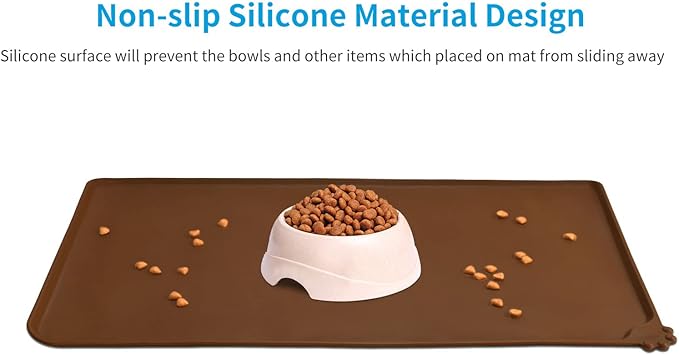 AUDWUD Silicone Waterproof Pet Feeding Mats,Anti Slip Bowl Pad,Dog Mat for Food and Water