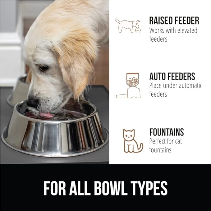 GORILLA GRIP 100% Waterproof Raised Edge BPA Free Silicone Pet Feeding Mat, Dog Cat Food Mats Contain Spills Protects Floors, Placemats for Cats and Dogs Water Bowl Pets Accessories 18.5x11.5 Charcoal