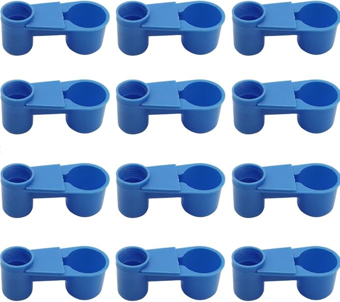12Pcs Automatic Bird Drinker Feeder Plastic Soda Pop Water Bottle Cup or Pigeons Parrot Chicken Feeder Poultry Cage Cup Supplies (Blue)