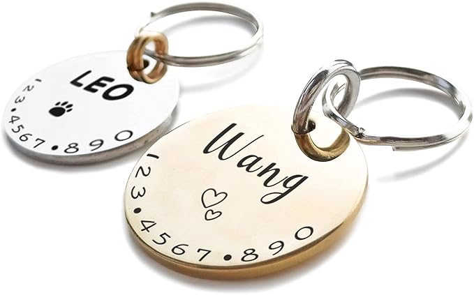 Cats Dogs ID Tags Personalized Lovely Symbols Pets Collar Name Accessories Custom Engraved Supplies for Extra Small Four Legged Child Necklace Chain Anti-Lost Metal Simple Shiny Brass Charm
