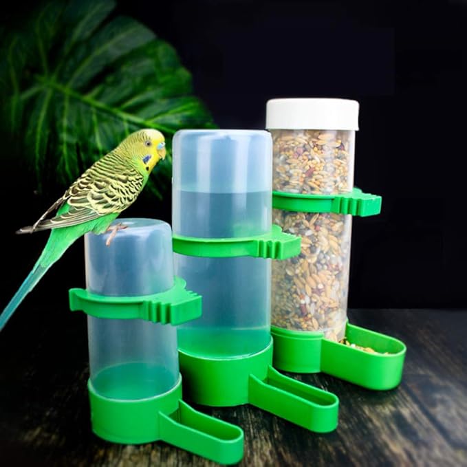 2PCS Automatic Bird Water Dispenser with 1PCS Food Feeder for Cage Pet Parrot Budgie Lovebirds Cockatiel