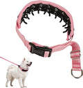 Lightweight Prong Collar for Dogs, Reflective No Pull Dog Collar | Adjustable Size Dog Pinch, Breathable Woven Fabric Air Grid Technology, Martingale Collar for Dogs Training（Pink-M）