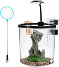 1.5 Gallon Small Fish Tank with Filter & LED Light, Desktop Aquarium Kit with Oxygen Pump & Decor, All-in-One Ecosystem Fish Bowl for Betta, Goldfish, Office, Home Decor
