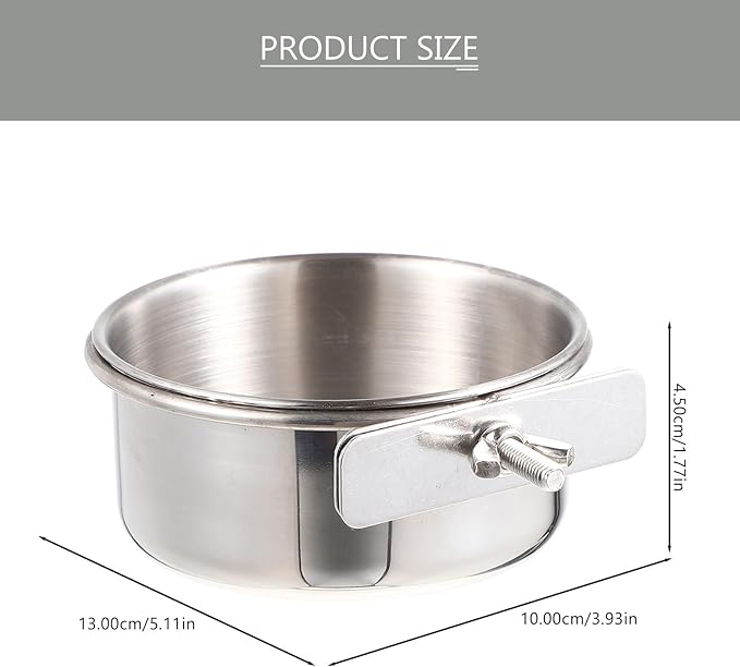 Yardwe Parrot Feed Cup Stainless Steel Bird Feeder 4.92X3.93X3.54In Bird Food Bowl Cage Accessory for Parakeet Cockatiel Conure Budgie