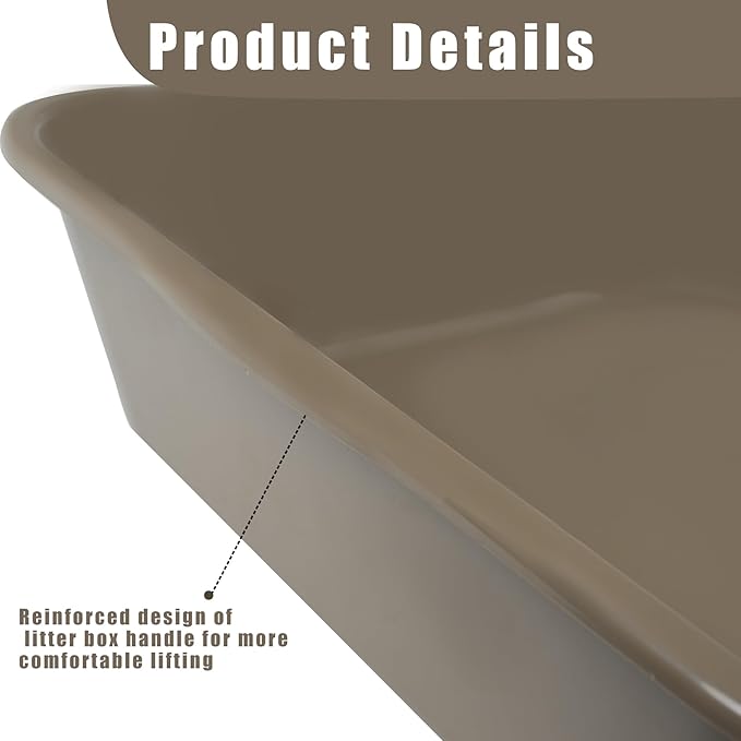 2 Pack Extra Large Dog Litter Box Pan Tray (ABS Material), Low Entry Jumbo Senior Litter Boxes for Multiple Kitten Big Cats, Pet Safe Indoor Dog Potty (Sandbeach, 24" L x 20" W)