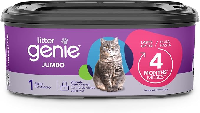Litter Genie Refill Bags | Jumbo 1-Pack, 28 total ft | Up to 4 Months of Supply in 1 Cartridge | Ultimate Odor Control Cat Litter Bags
