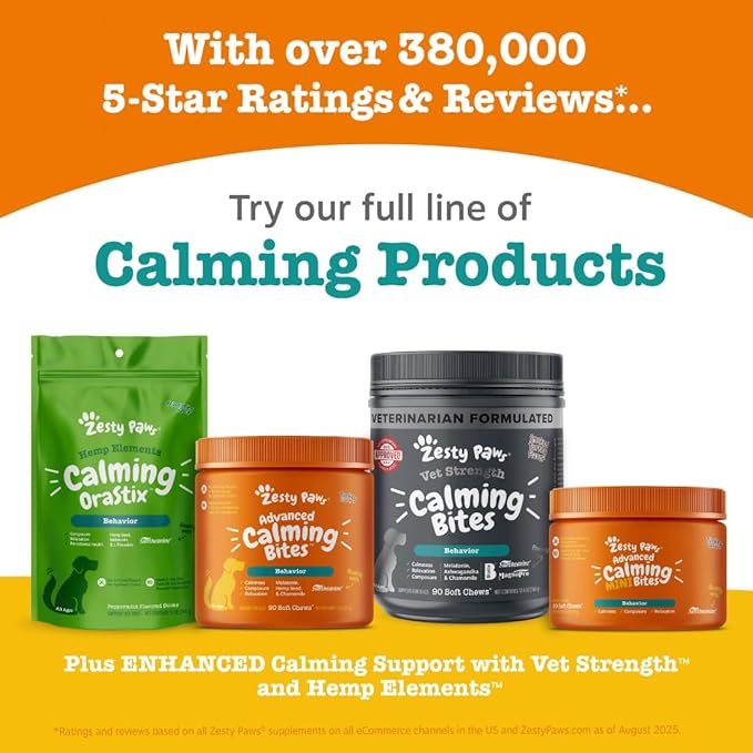 Zesty Paws Calming Chews for Dogs - for Everyday Stress, Relaxation, Composure, and Separation Bacon 90 Count