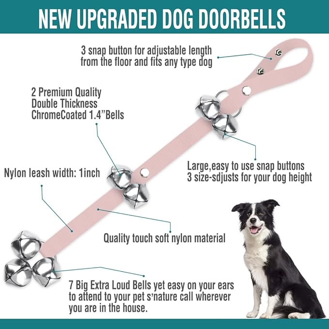 BLUETREE 2 Pack Dog Doorbells Premium Quality Training Potty Great Dog Bells Adjustable Door Bell Dog Bells for Potty Training Your Puppy The Easy Way - 7 Extra Large Loud 1.4 DoorBells