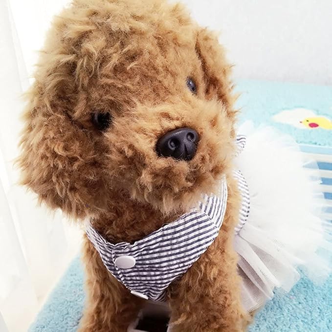 Dog Dresses, Fashion Pet Dog Clothes, Striped Mesh Puppy Dogs Princess Dresses (Blue, XX-Large)