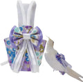 Bird Diaper Cockatiel Clothes Flight Suite, Reusable Parrot Nappy with Waterproof Inner Layer, Cute Pigeon Pants Urine Wet Suit Costume for Conure Macaw (Purple,XL)