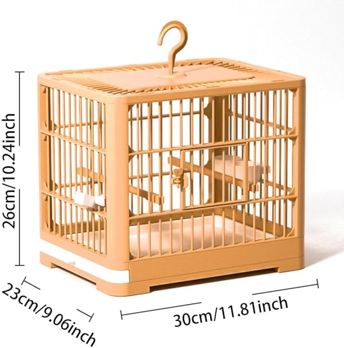 2026 New Bird Carrier Cage, Travel Bird Cage, Portable Bird Carrier, Small Birds Lightweight Parrots Cage, Detachable Tray Hook Handle Easy Transport Bird House for Travel Outdoor (Gray)