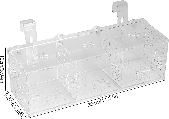 Fish Breeding Box, Acrylic Transparent Fish Tank Breeding Isolation Box Aquarium Hatchery Incubator Holder Fish Separation Breeder Box, with Hook and Sucker Design (30CM*10CM*10CM)