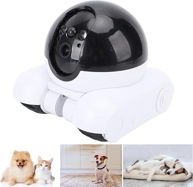 Pomya Home Camera Robot on Wheels, 1080P Double Lens Movable Pet Camera, App Remote Control, One Key Following Shots, Two Way Talking for Family Use