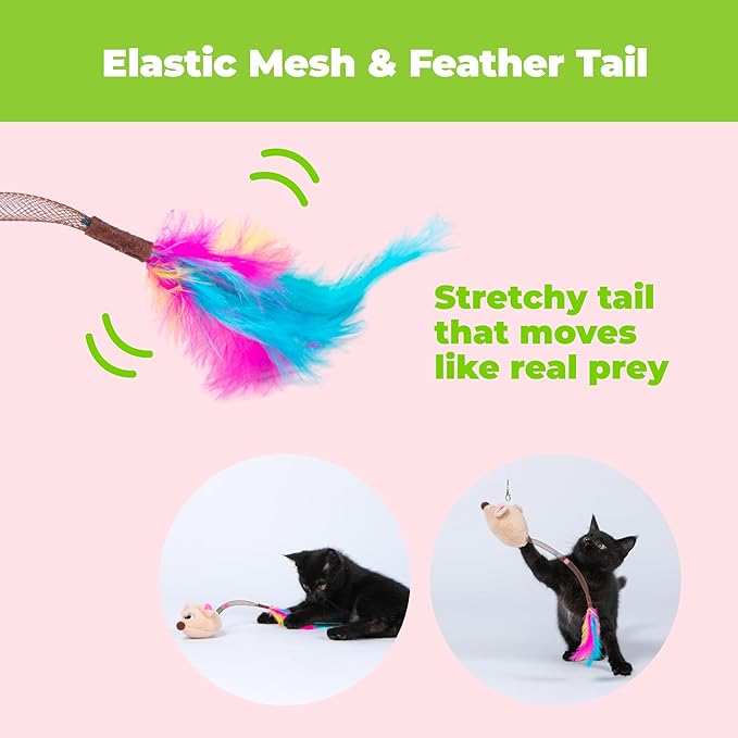 Catify by Best Pet Supplies Interactive Cat Toys – Plush, Motion-Activated & Squeaking Toys with Premium North American Catnip for Indoor Cats & Kittens - Squeaking Mice Set, Beige & Gray