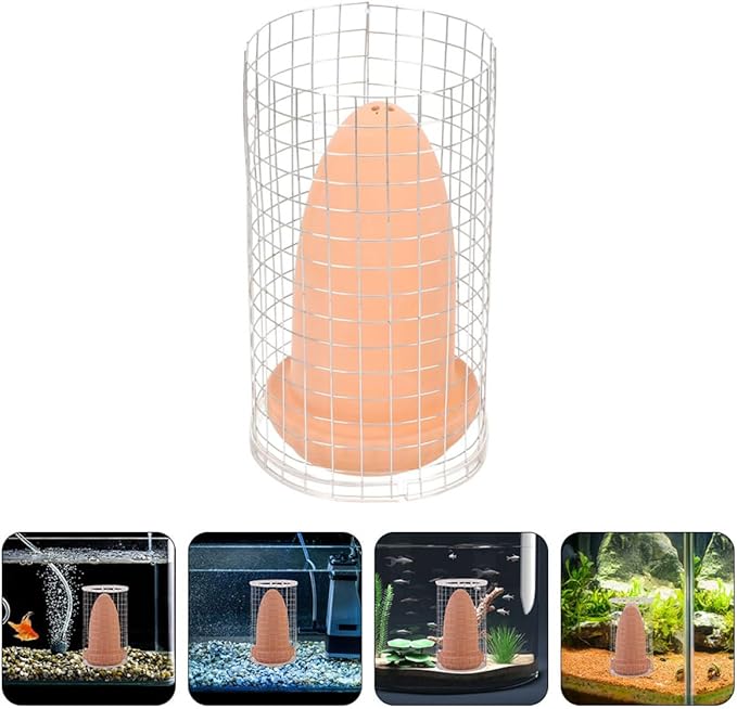 Happyyami Angelfish Breeding Cones Ceramic Spawning Cave with Protective Divider and Lid Medium Size for Aquarium Fish Tank Shrimp Breeding