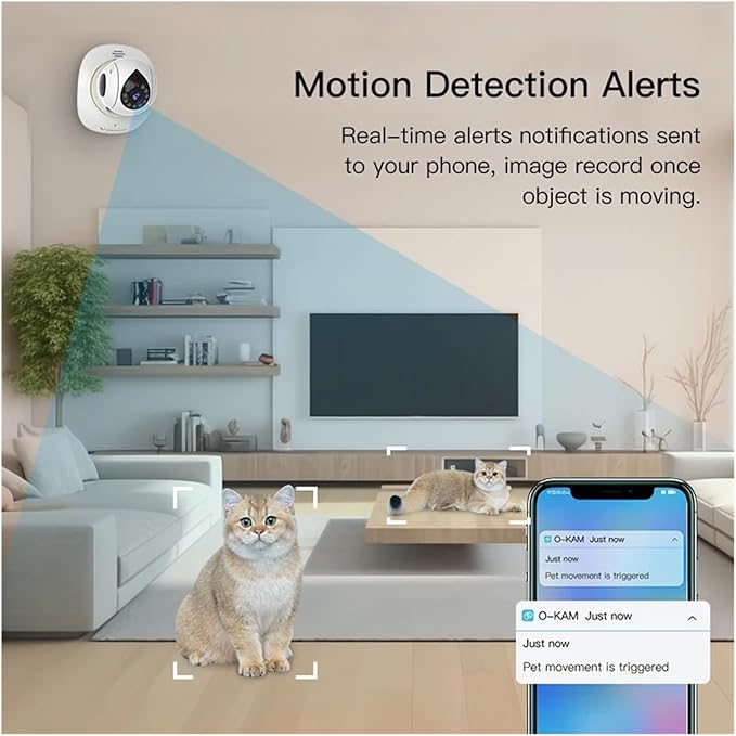 1080P WiFi Camera Indoor IP Camera Pet Monitor 360° PTZ Home Security Surveillance Motion Detection(U/S,Camera Add 64G)