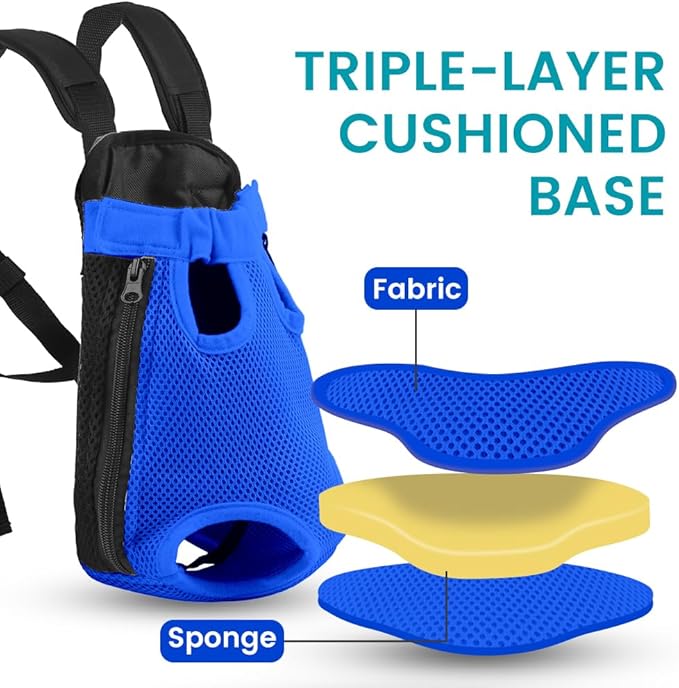 Dog Backpack Carrier, Adjustable Pet Front Carriers, Legs Out Carrying Sling Travel Bag for Small Medium Dogs 2.5-4 Lbs, Soft Wearable Puppy Chest Carry Backpacks for Walking/Hiking/Camping/Traveling