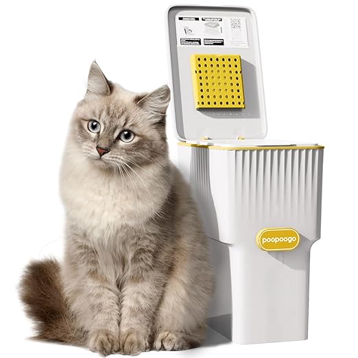 Cat Waste Trash Can +Litter Bag(3 Rolls Cat Waste Bag + 6 Deodorizing Bags+3 Pice Cable Tie) + Litter Scoop