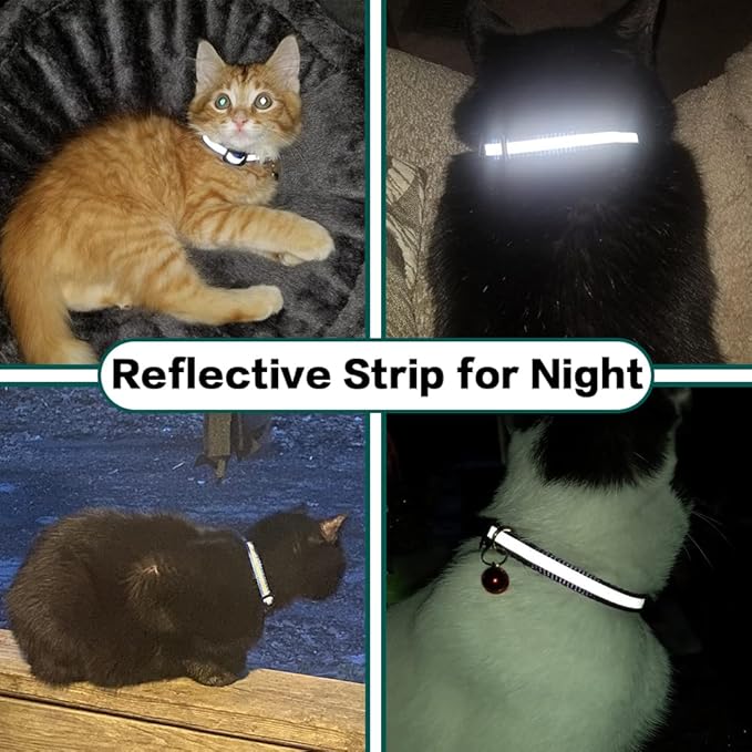 Airtag Cat Collar Breakaway, Reflective Kitten Collar with Apple Air Tag Holder and Bell for Girl Boy Cats, 0.4 Inches in Width and Lightweight(Pink)