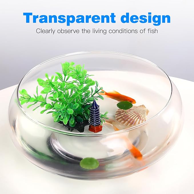 VANZACK Transparent Aquarium Tank,2800ml Capacity Multi-Function Betta Tank, Desktop Goldfish Tank, Office Decor, 9.52 * 9.52 * 3.93inch