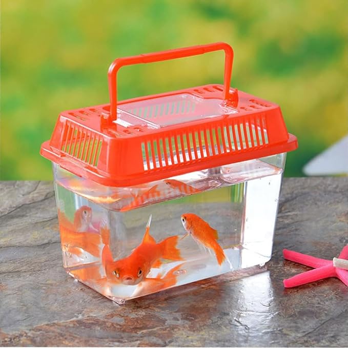 Plastic Turtle Fish Tank Pet Fish Tank Small Aquarium Plastic Goldfish Aquarium Habitat Acrylic Reptile cage reptisoil terrariums Handheld Feeding Box Household