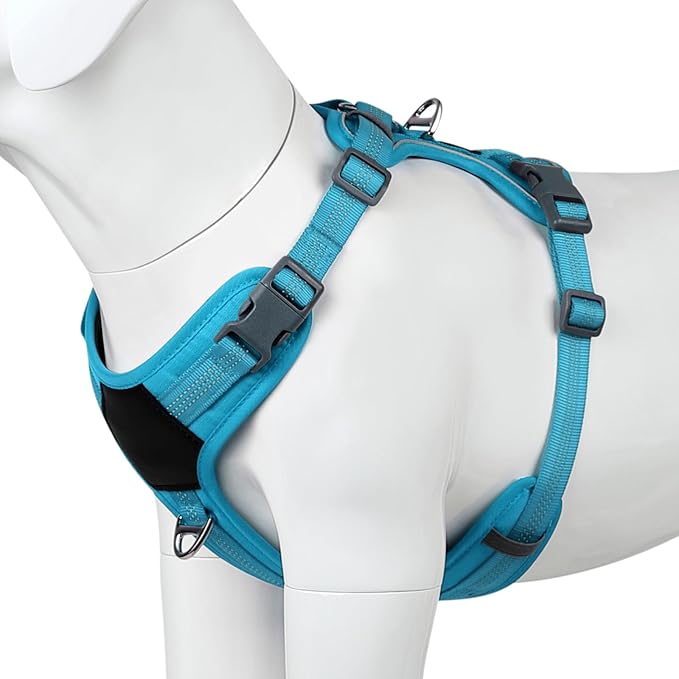Plutus Pet No Pull Dog Harness, Release at Neck, Soft Padded, Reflective Adjustable Dog Vest Harness for Small, Medium, Large Dogs(Light Blue, XS)