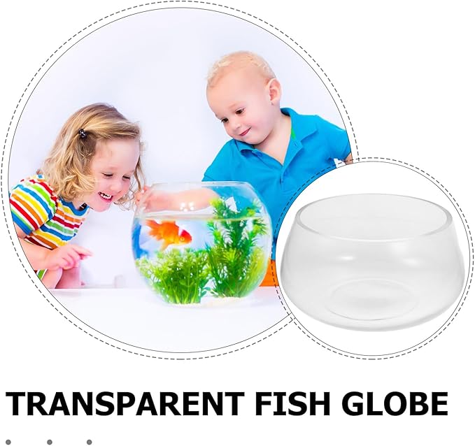 Mikikit Glass Turtle Bowl Fish Tank Thick Small Fish Bowl Hydroponic Planter Desktop Aquarium Suitable for Home Micro Landscape and Aquatic Pets
