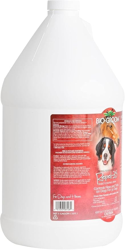 Bio-Groom Repel-35 Flea & Tick Dog Spray - Flea and Tick Prevention Treatment for Dogs, Cruelty-Free, Made in USA, Natural Repellent, Fly Spray for Horses - 1 Gallon (Pack of 2)