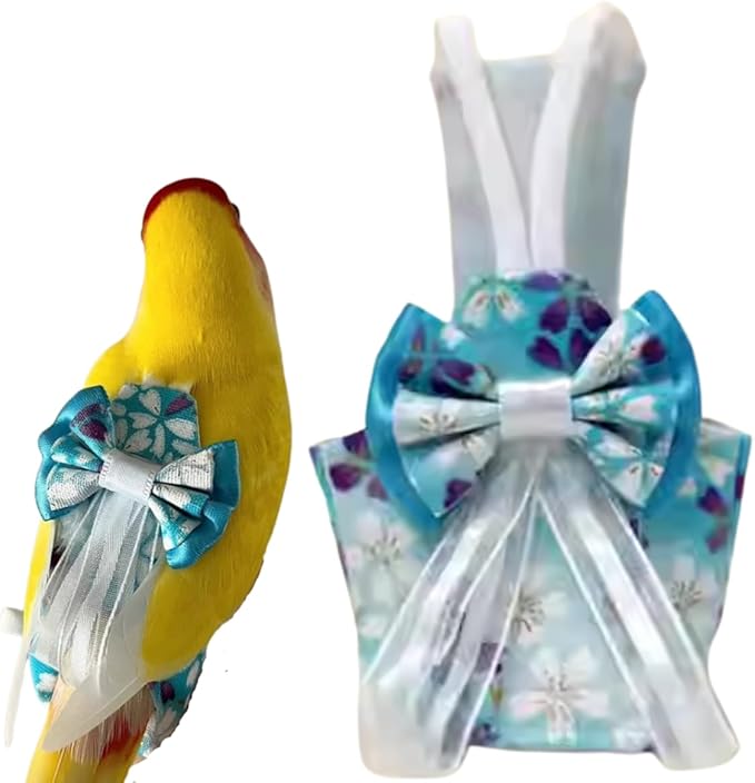 Bird Diaper Cockatiel Clothes Flight Suite, Reusable Parrot Nappy with Waterproof Inner Layer, Cute Pigeon Pants Urine Wet Suit Costume for Conure Macaw (Blue B,Macaw)