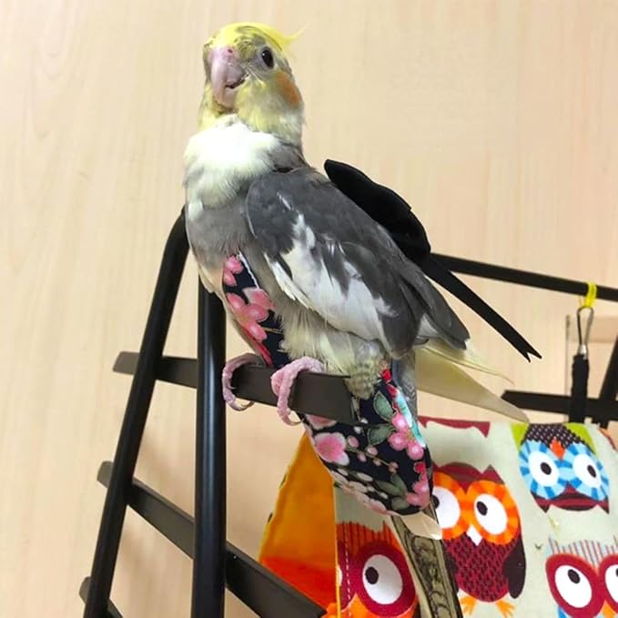 Bird Flight Suits Diapers, Parrot Flight Suits Diapers for Quaker Parakeets Cockatiels Flight Suits, Parrot Clothes (Almond A,XL)