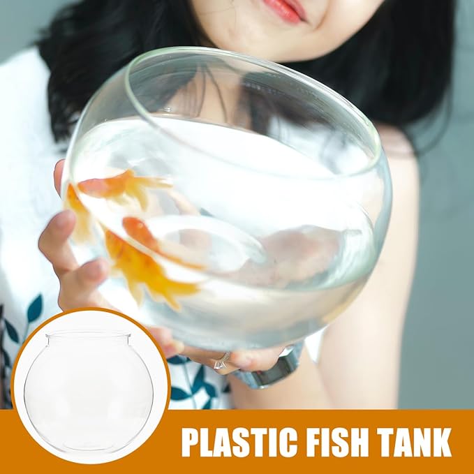 Balacoo Plastic Fish Bowl, Large Clear Aquarium Bowl, Break Resistant Round Vase Pot Bubble Planter, Betta Fish Tank for Desktop, Home, Wedding Decor 7.1 X 6.3 Inches