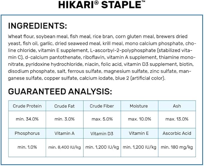 Hikari Staple Fish Food for Koi and Other Pond Fishes, Mini Pellets, 22 lb. (10 kg)