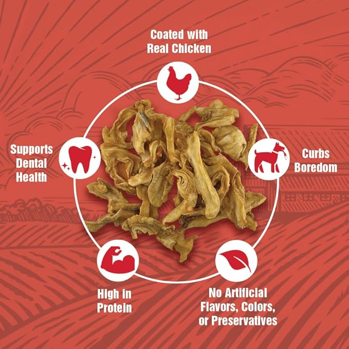 Chicken Coated Cow Ear Strips - Treats for Dogs - 1 Pound Bag
