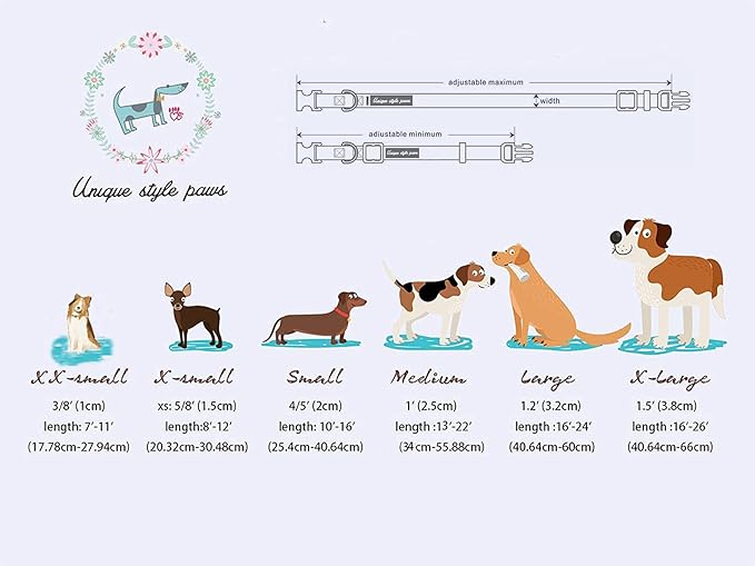 Unique style paws Dog Collar Metal Buckle Puppy Collar for Winter Christmas for Small Medium Large Boys Girls Dogs