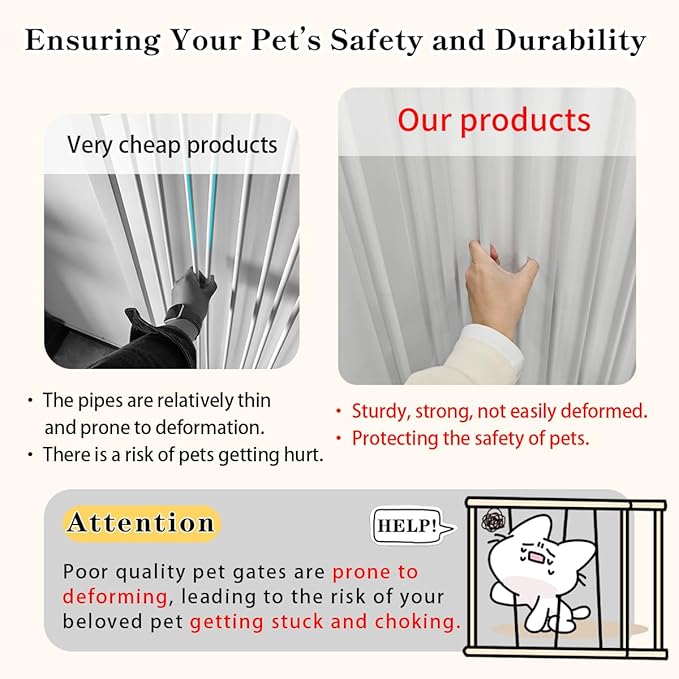 Lumizone Extra Tall Cat Gate 61.02" High Pressure Mounted Extra Wide 2025 New (17 Sizes) 1.37" Gap No Drilling Auto-Close One-Handed Operation Tall Pet Gate for Dogs(White, 61.02" H x 29.92"-59.44" W)